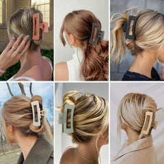 6pcs Matte Hollow Square Claw Clip for Styling Hair
