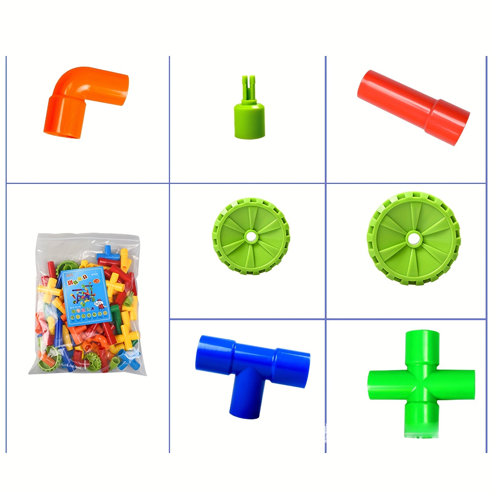 Colorful Water Pipe Building Blocks Kids DIY Tunnel Block Model Toy