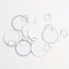 50pcs 1.57'' Metal Key Tags Round Paper Tags w/ Split Rings 40mm