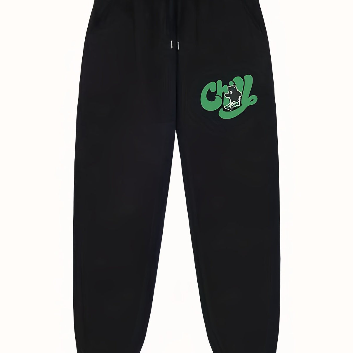 Chill Print Joggers Men's Casual Loose Fit Stretch Waist Drawstring Pants
