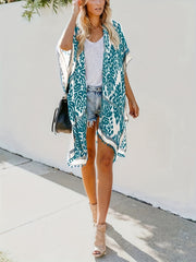 Pom Pom Half Sleeve Cover Up V Neck Soft Kimono Beach Blouse