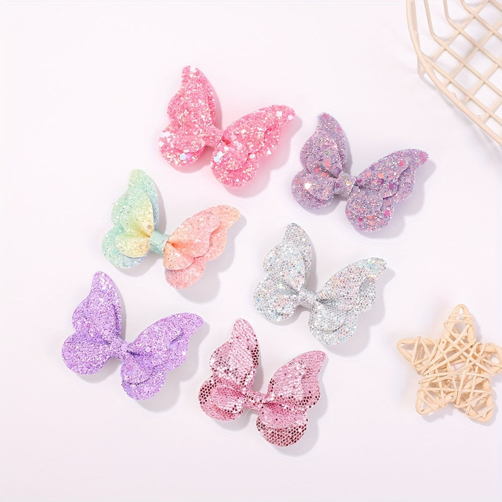 2pcs Gradient Sequin Butterfly Hair Clip for Girls