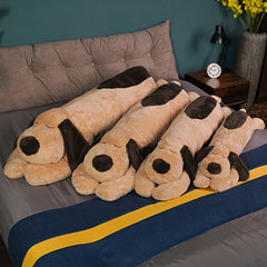 Soft 110cm Plush Dog Pillow in Light Brown Ivory