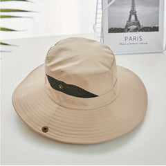 Wide Brim Bucket Hat w/Chin Strap for Outdoor Activities