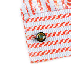 Round Men's Cufflinks Map Design