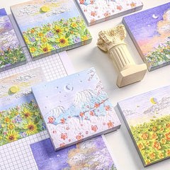 2pcs Prosperous Painting Sticky Notes - High Value Hand Account Scenery Memo Pad