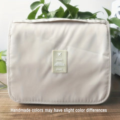 Portable Travel Toiletry Bag Waterproof Storage Mesh Pockets Hook Cosmetic Bag