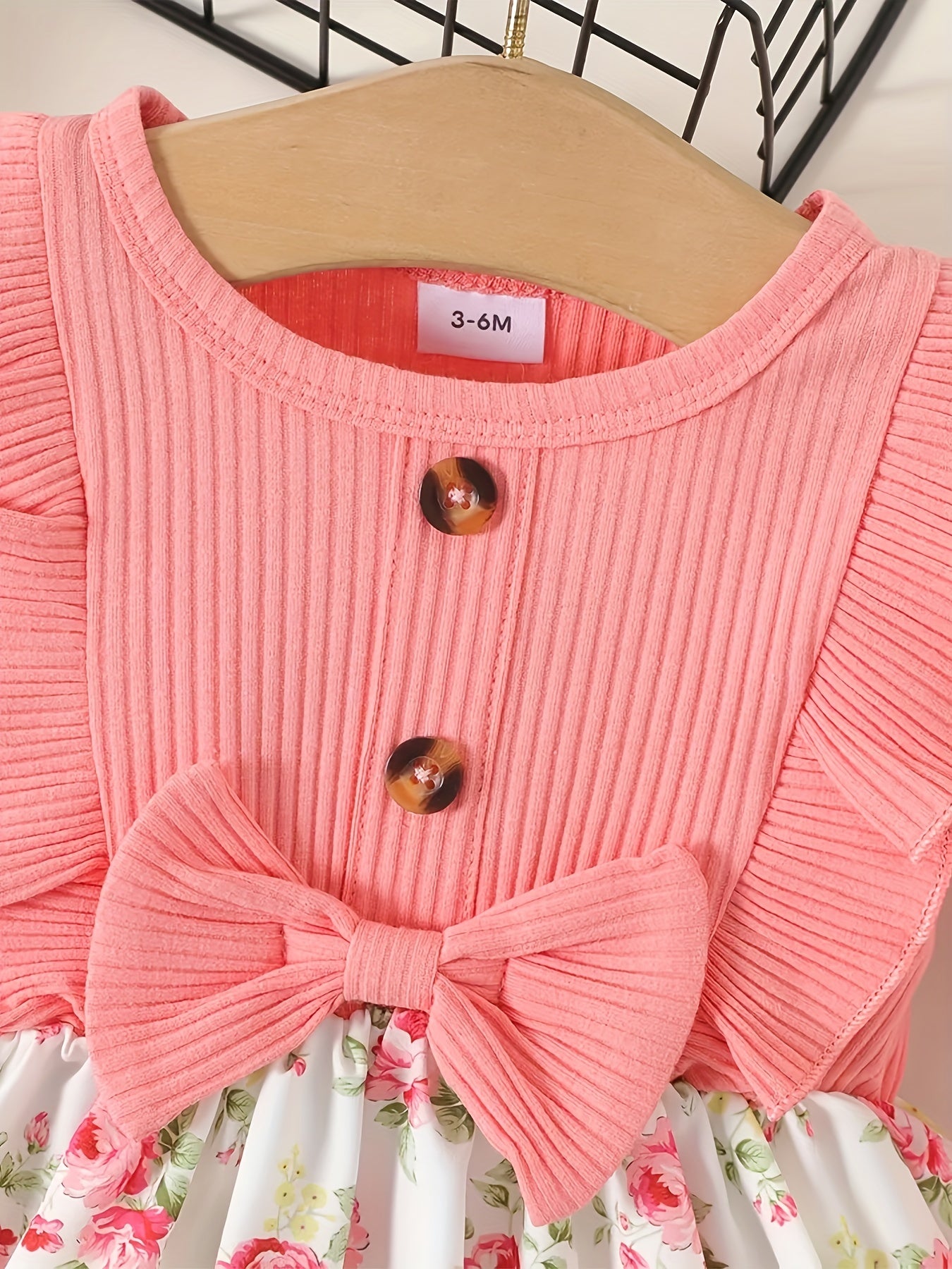 Baby Girl Autumn Bow Ruffle Floral Dress