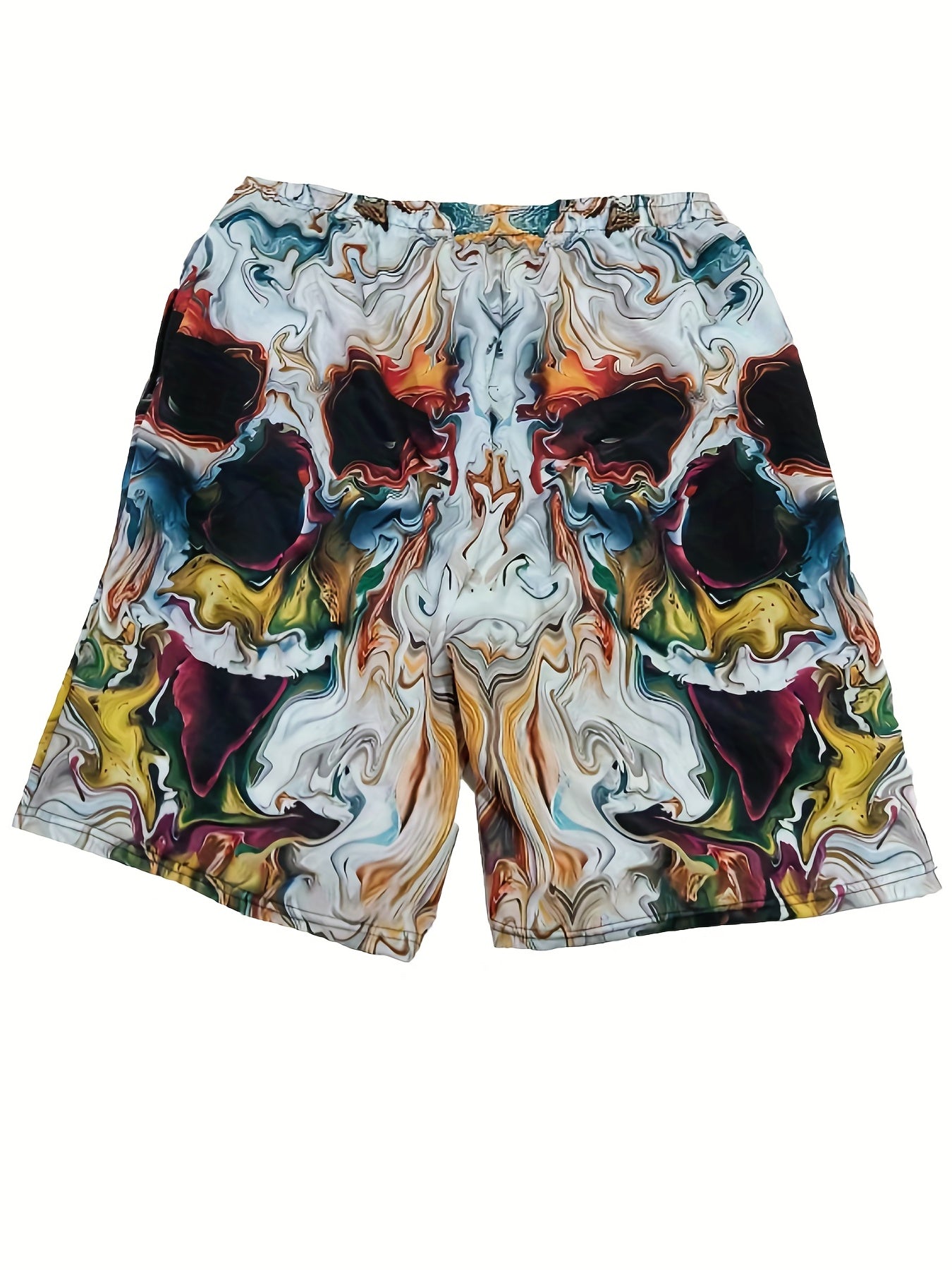 Men's 3D Print Skull Shorts Elastic Waistband for Summer Outdoor