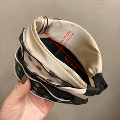 Polka Dot Knotted Hairband Retro Mesh Headband Wide Brim Headwear