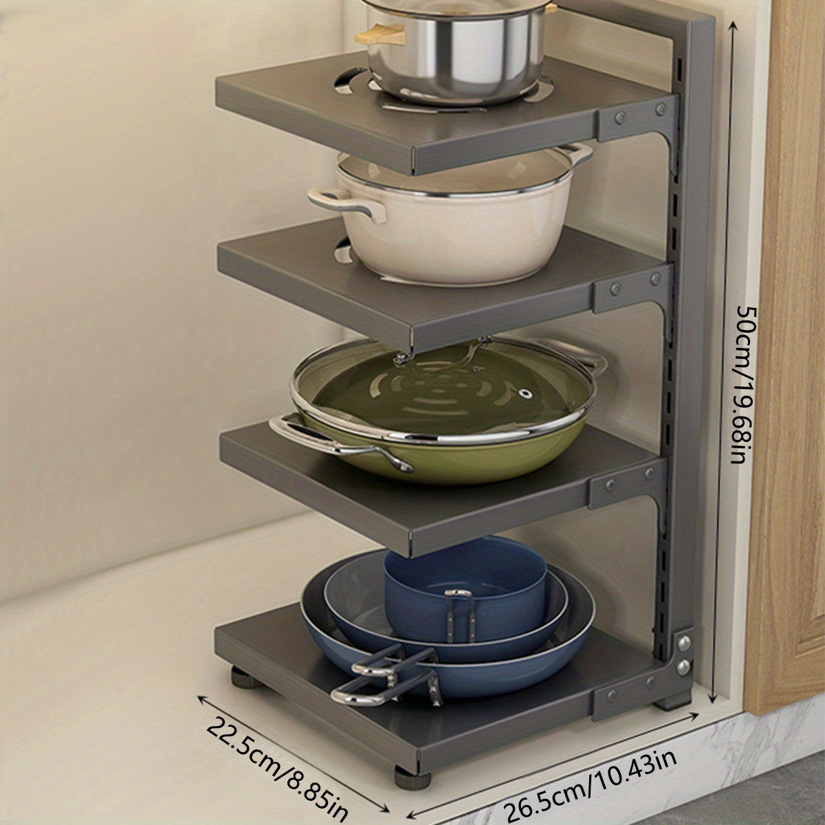 Adjustable Pan Organizer Rack For Cabinet Storage