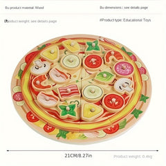 Wooden Pizza Toy Kitchen Realistic Cookie Pizza Colorful Reusable Double Layer P