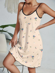 Floral Print Nightdress Spaghetti Strap Sleep Dress