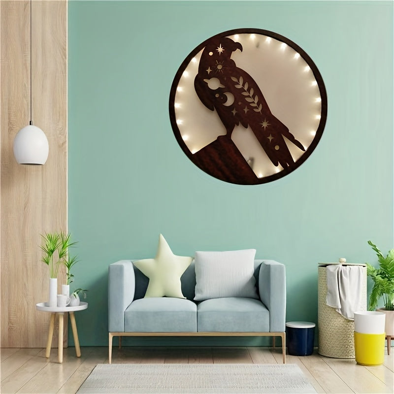 LED Eagle Shaped Wooden Hanging Lamp