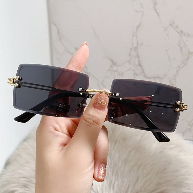 Rectangular Sunglasses Women's Rimless Glasses Y2K Holiday Accessories
