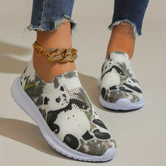 Panda Print Lightweight Breathable Mesh Running Shoes