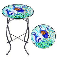Metal Glass Small Round Table Living Room Side Table