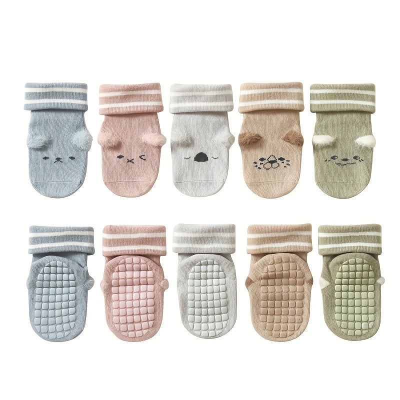 5 Pairs Kids Non-slip Floor Socks Toddler Cartoon Baby Socks