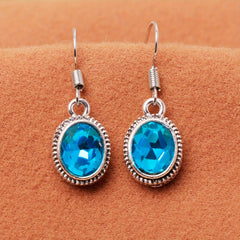 Ethnic Style Oval Glass Hook Earrings for Women