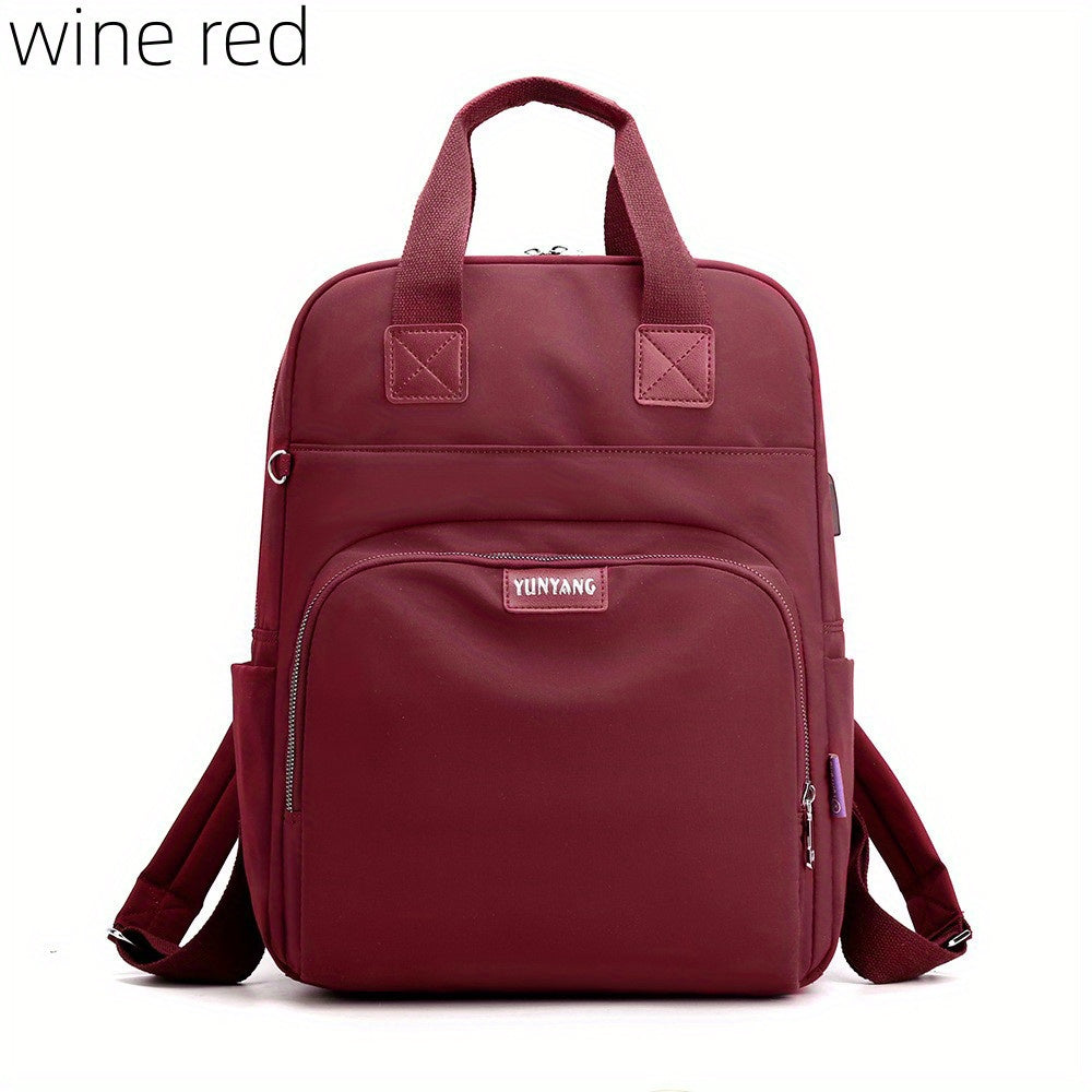 Preppy Style Laptop Backpack Solid School Bag