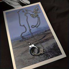Funky Stainless Steel Handcuff Charm Necklace Men