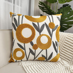 Flower Decorative Throw Pillow Cover Jacquard Square Cushion Cozy Pillowcase