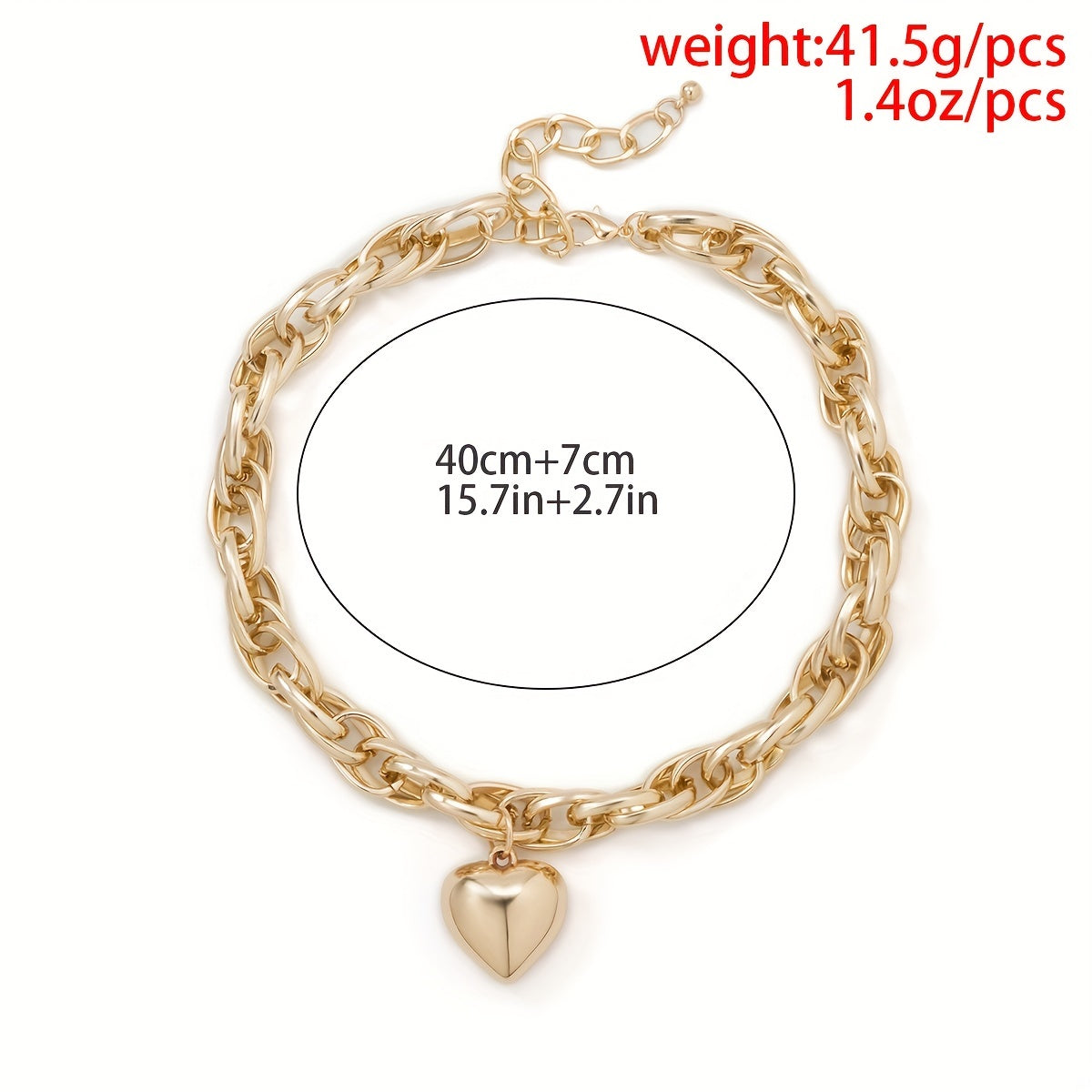 Women's Hip Hop Heart Chain Necklace