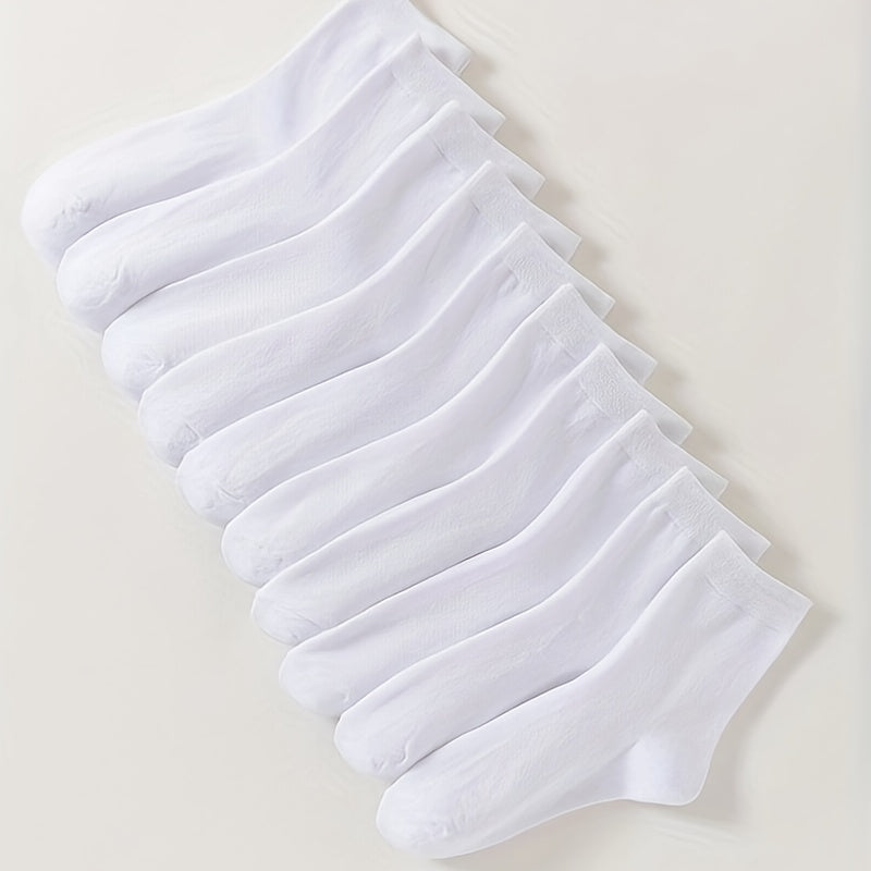 10 Pairs Women's Comfy Breathable Solid All Match Socks Stockings