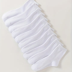 10 Pairs Women's Comfy Breathable Solid All Match Socks Stockings
