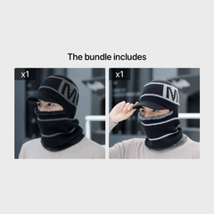 Men's Knitted Hat Muffler Autumn Winter Warm Windproof Wool Hat