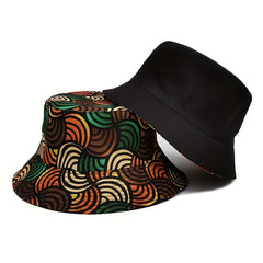 Geometric Print Bucket Hat Striped Basin Hat Sunscreen Fisherman Cap