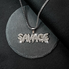 Punk Hip Hop Silver Rhinestone Letter Necklace