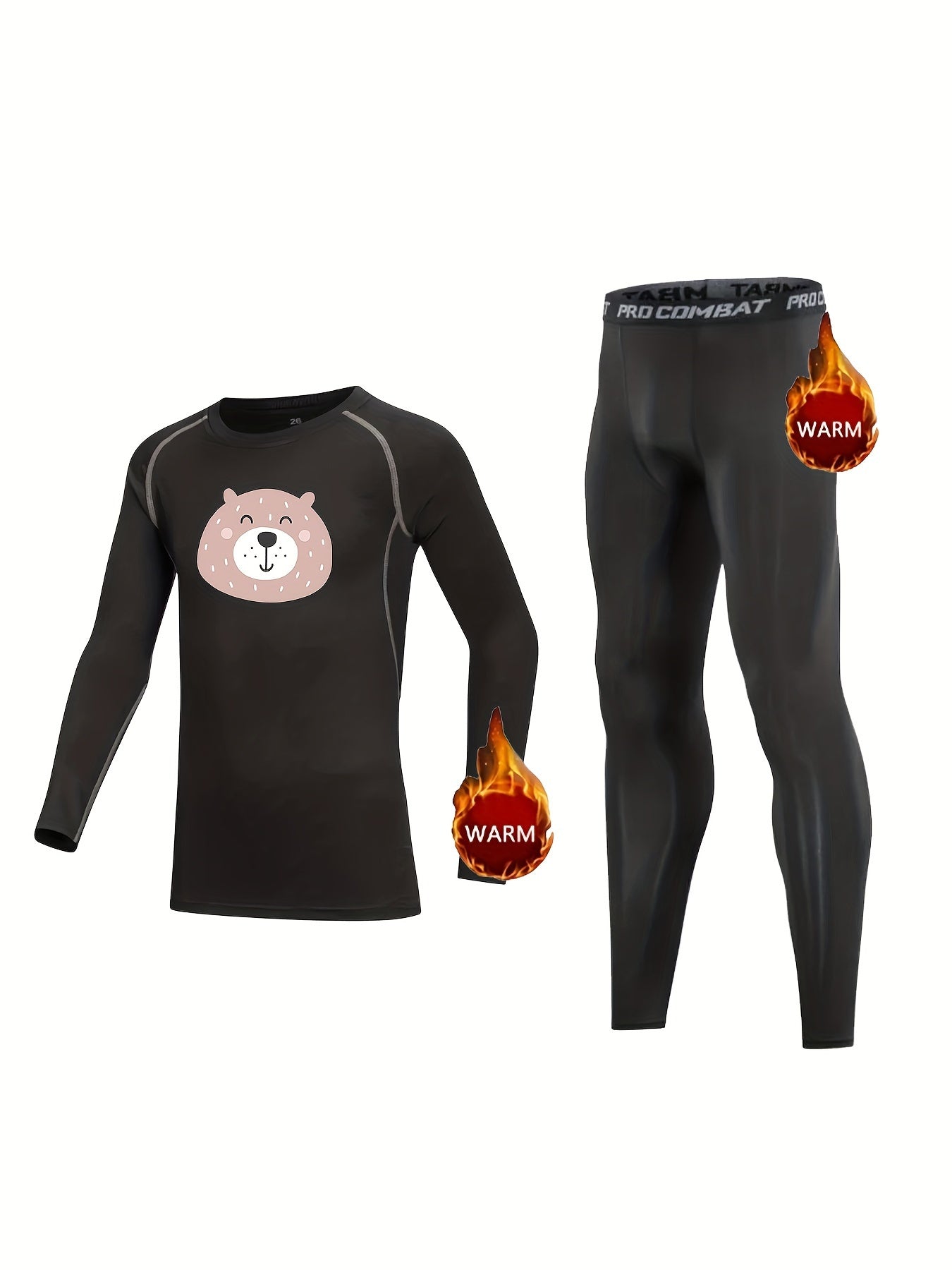 Kids Compression Fleece Sets Long Sleeve Crew Neck Pullover Matching Pants