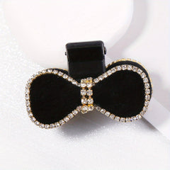 Velvet Bow Hair Claw Rhinestone Brimmed Hair Claw Clip