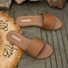 Women's Lightweight Flat Slide Sandals Open Toe Summer Shoes