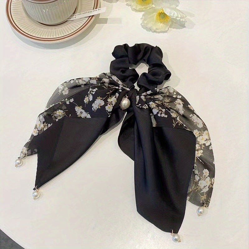 Floral Print Scarf Scrunchies Ponytail Holder Hair Accessories