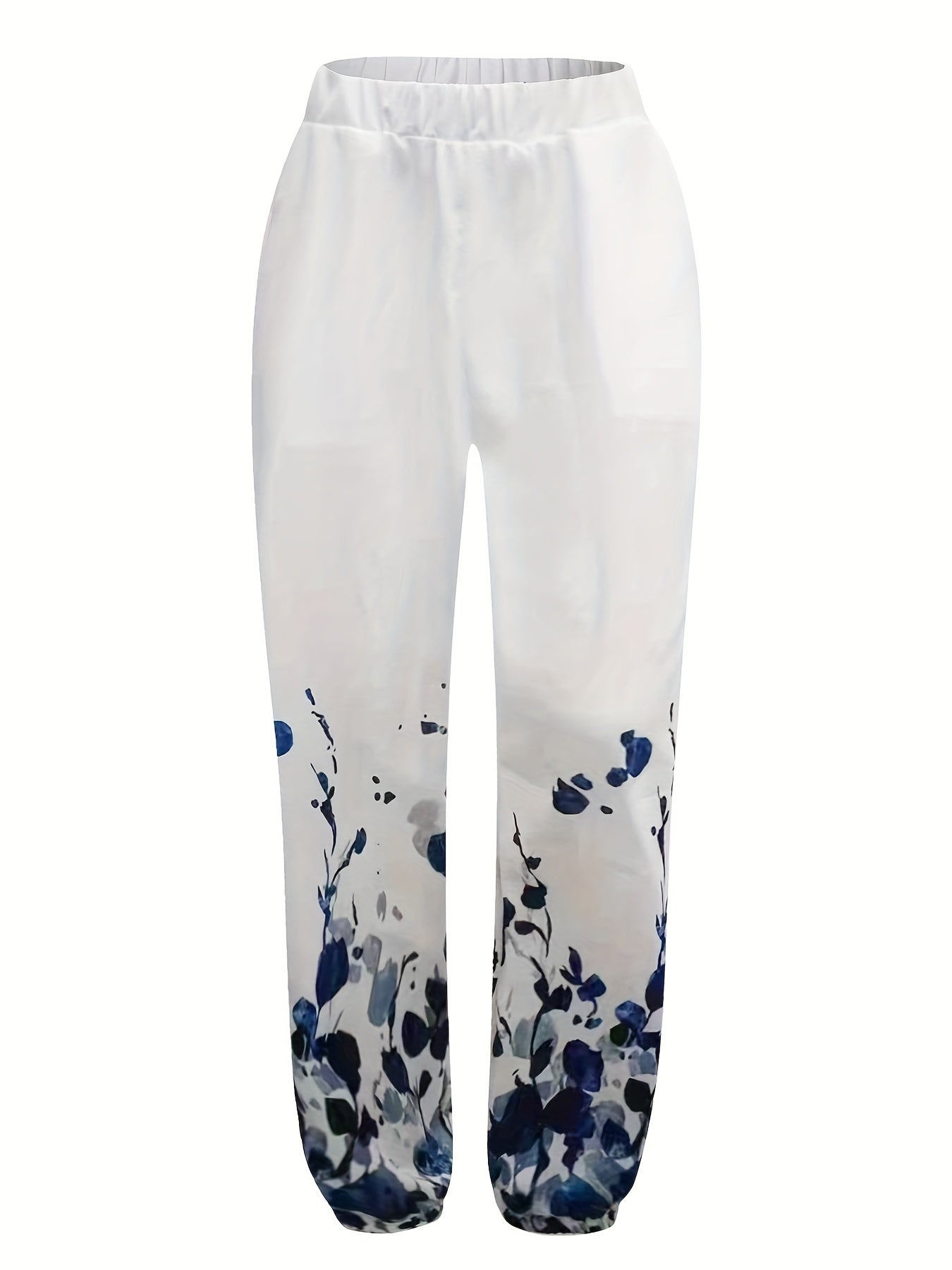 Women's Plus Floral Print High Rise Loose Trousers