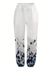 Women's Plus Floral Print High Rise Loose Trousers