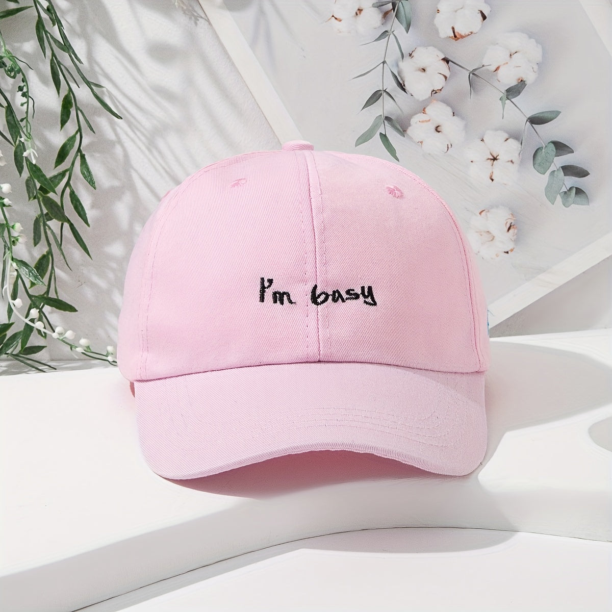 Busy Letter Embroidered Baseball Cap Sun Hat Outdoor Peaked Cap