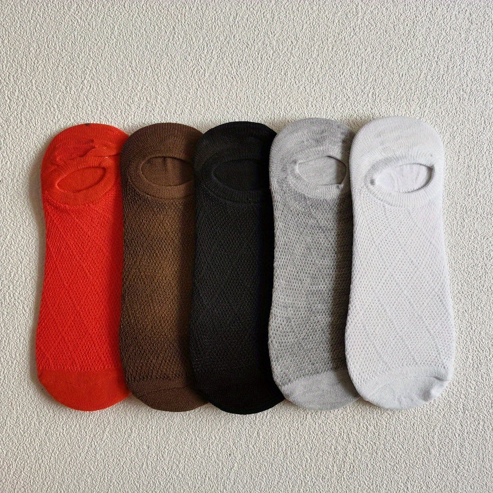 5 Pairs Argyle Textured Low Cut Ankle Socks Women's Stockings
