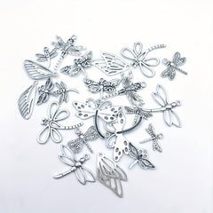 22pcs Antique Silver Insect Collection Dragonfly Charms Pendant Set