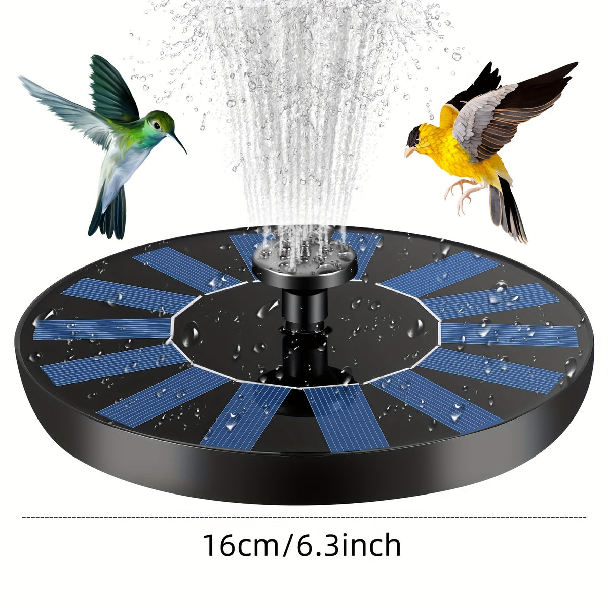 6 Nozzle Solar Pond Fountain 3 5W + Water Pump Kit for Ponds Pools Gardens