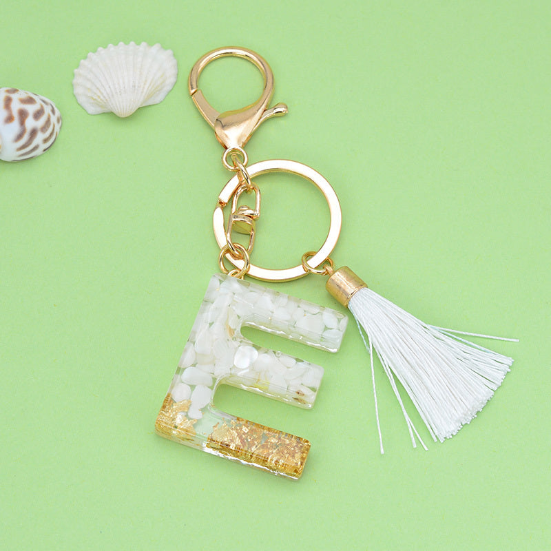 Resin Initial Letter Keychain A Tassel Charm Women Girls