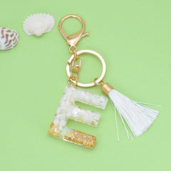 Resin Initial Letter Keychain A Tassel Charm Women Girls