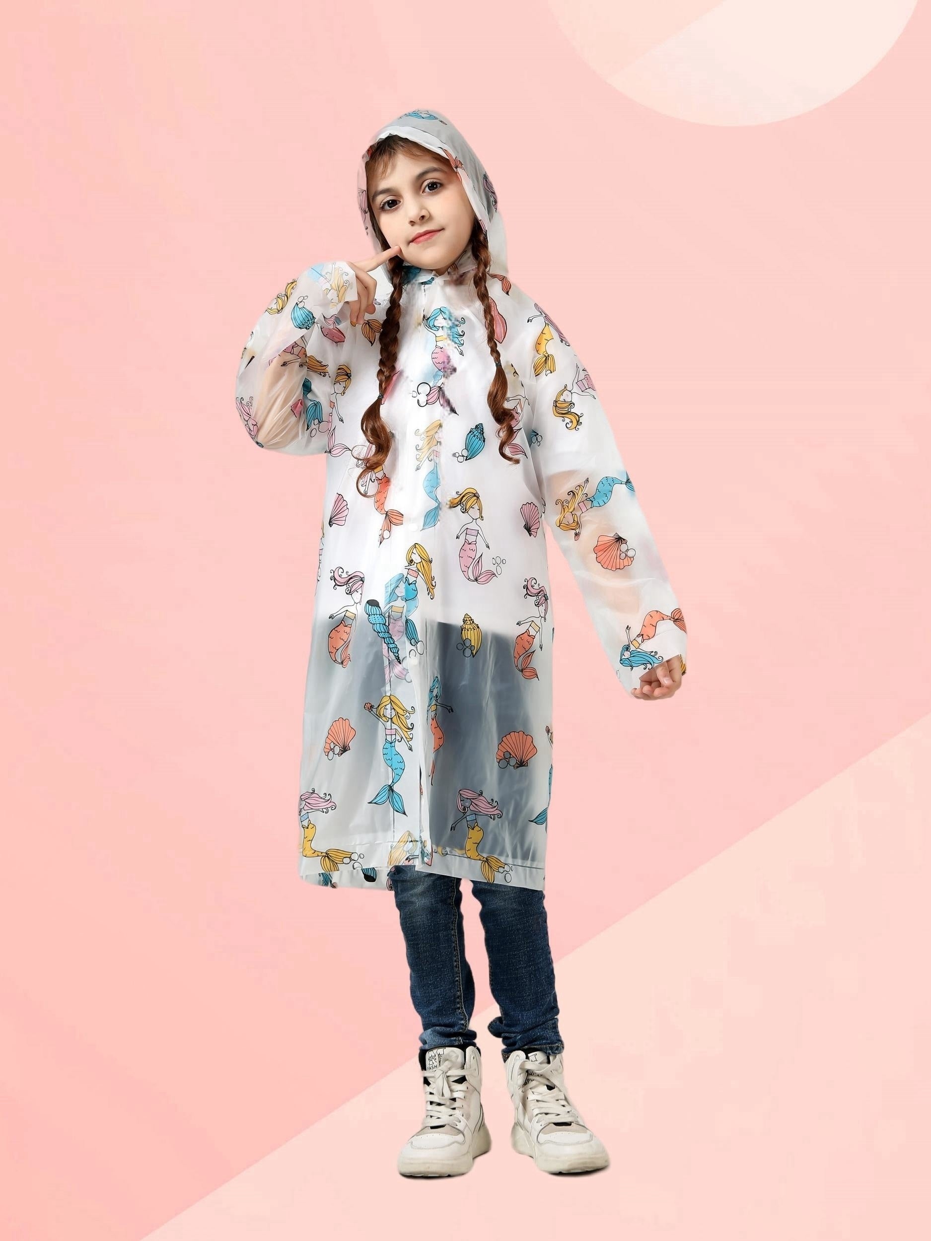 Girls Cartoon Raincoat Poncho for School