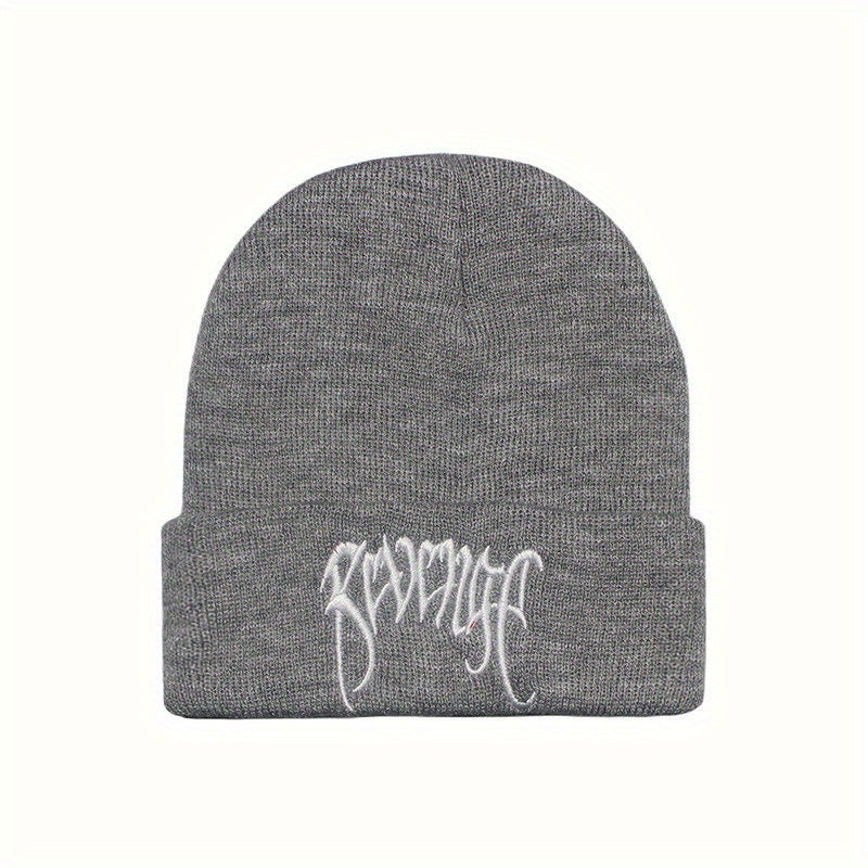 High Letter Embroidery Knitted Hat Autumn Winter Pullover Beanie