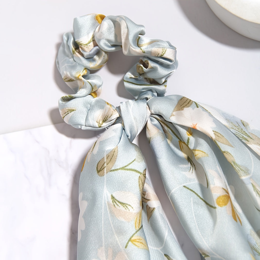 Vintage Print Hair Tie Scrunchie Flower Streamer Hair Accessories