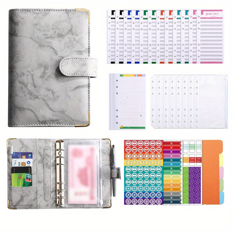 Marble Pattern Corner Protector Magnetic Buckle Notebook