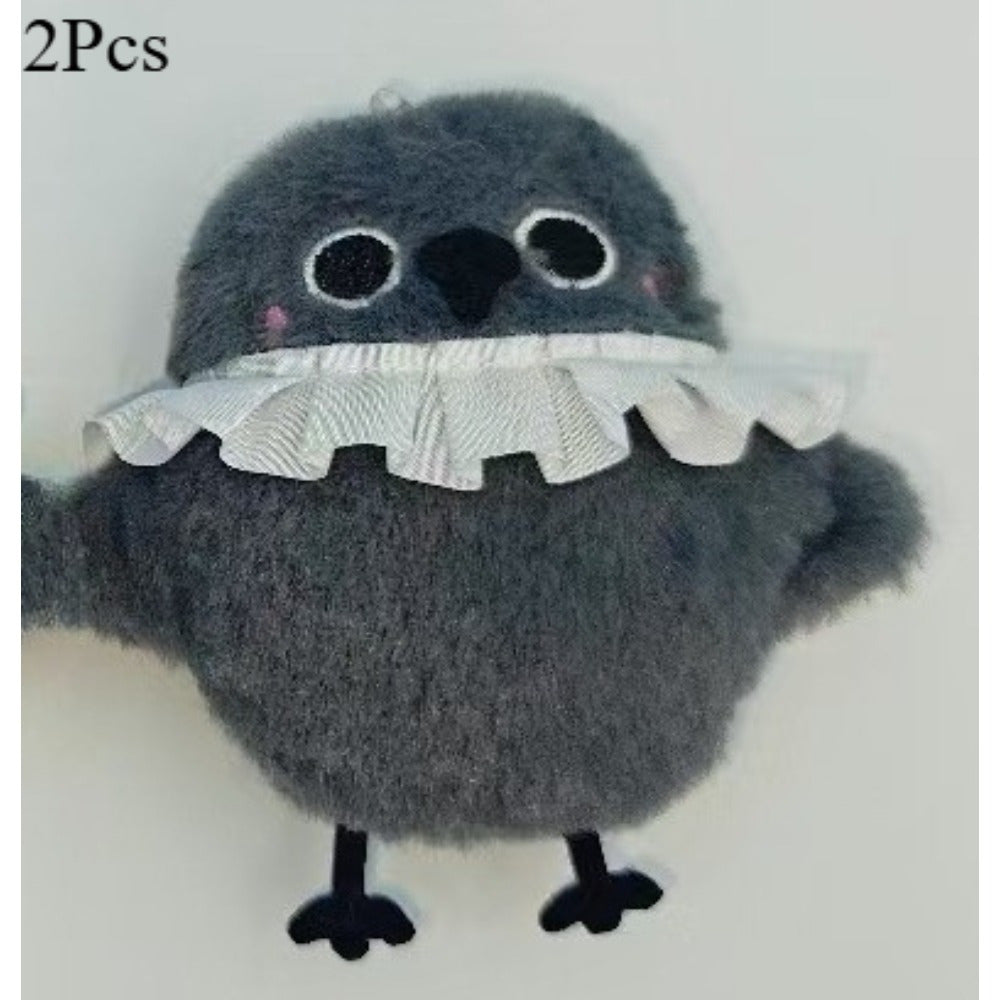 2pcs Crow Plush Dolls Fluffy Feathers Stuffed Animal