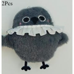 2pcs Crow Plush Dolls Fluffy Feathers Stuffed Animal